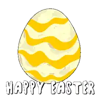 a happy easter greeting card with a penguin in a broken egg