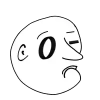 a black and white drawing of a face with the letters c and o visible