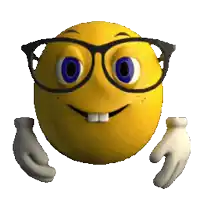 a smiley face wearing glasses and a pair of hands