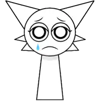 a drawing of a cartoon character with a sad face and a tear coming out of its eye .
