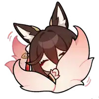 a drawing of a girl with fox ears and tail