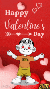 a valentine 's day greeting card with a monkey wearing sunglasses