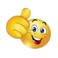 a smiley face is giving a thumbs up on a white background
