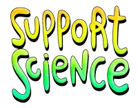 a colorful sign that says support science on a white background