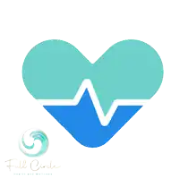 a logo for full circle health and wellness shows a heart