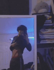 a man taking a picture of himself in a mirror