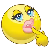 a cartoon smiley face with a woman 's lips and a finger pointing to it