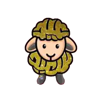 a cartoon drawing of a sheep wearing a gold hat
