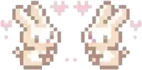it looks like a pixel art of a person 's feet with hearts surrounding them .