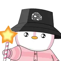 a cartoon snowman wearing a black hat and holding a star wand