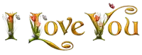the word i love you with flowers and butterflies