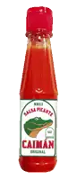 a bottle of salsa picante caiman original with a crocodile on the label