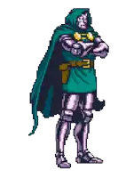 a pixel art of a superhero with his arms crossed
