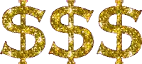 gold dollar signs on a white background with glitter