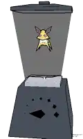 a drawing of a blender with a picture of a cat on it