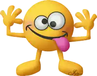 a cartoon smiley face sticking out its tongue