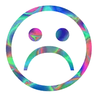a colorful smiley face with a sad look on its face