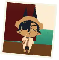 a pixel art drawing of a person wearing a hat and sunglasses