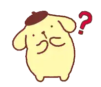 a yellow dog with a question mark on its head