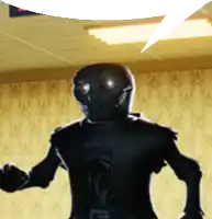 a cartoon character with a speech bubble that says ' i 'm sorry '