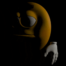 a yellow smiley face with a black background and white hands