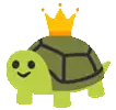 a green turtle with a crown on its head and sunglasses .