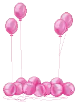 a bunch of pink balloons floating in the air on a white background