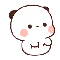 a cartoon drawing of a panda bear with a pink cheek