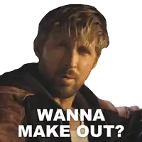 a man with a beard has the words wanna make out written on his face